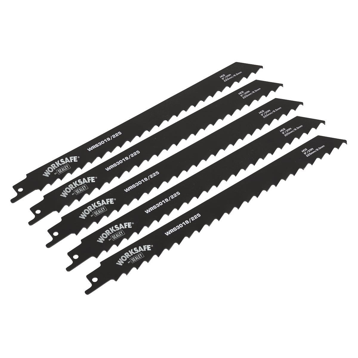 Sealey WRS3019/225 Reciprocating Saw Blade for Wood 225mm 3tpi - Pack of 5