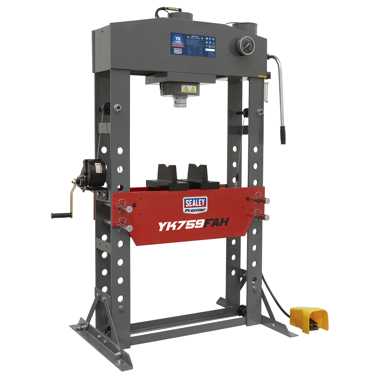 Sealey YK759FAH Premier Heavy-Duty Air/Hydraulic Floor Type Press with Foot Pedal 75 Tonne - additional view 2