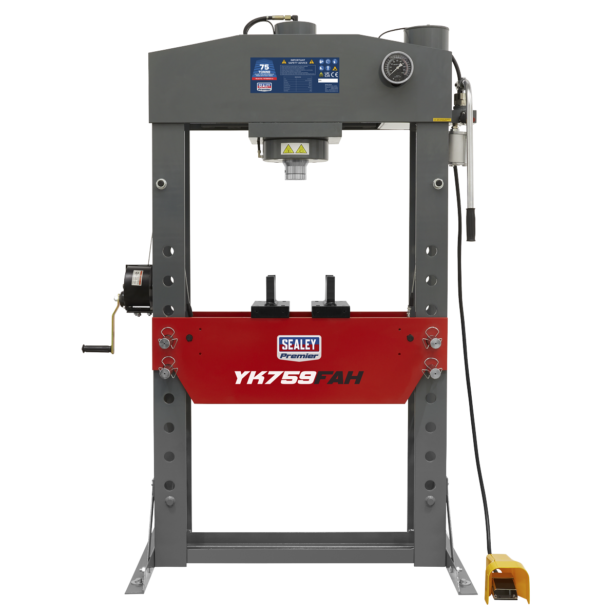 Sealey YK759FAH Premier Heavy-Duty Air/Hydraulic Floor Type Press with Foot Pedal 75 Tonne - additional view 4