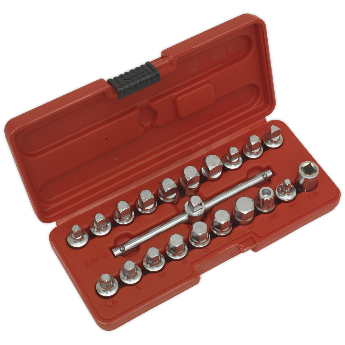 Sealey AK6586 Oil Drain Plug Key Set 21pc 3/8"Sq Drive