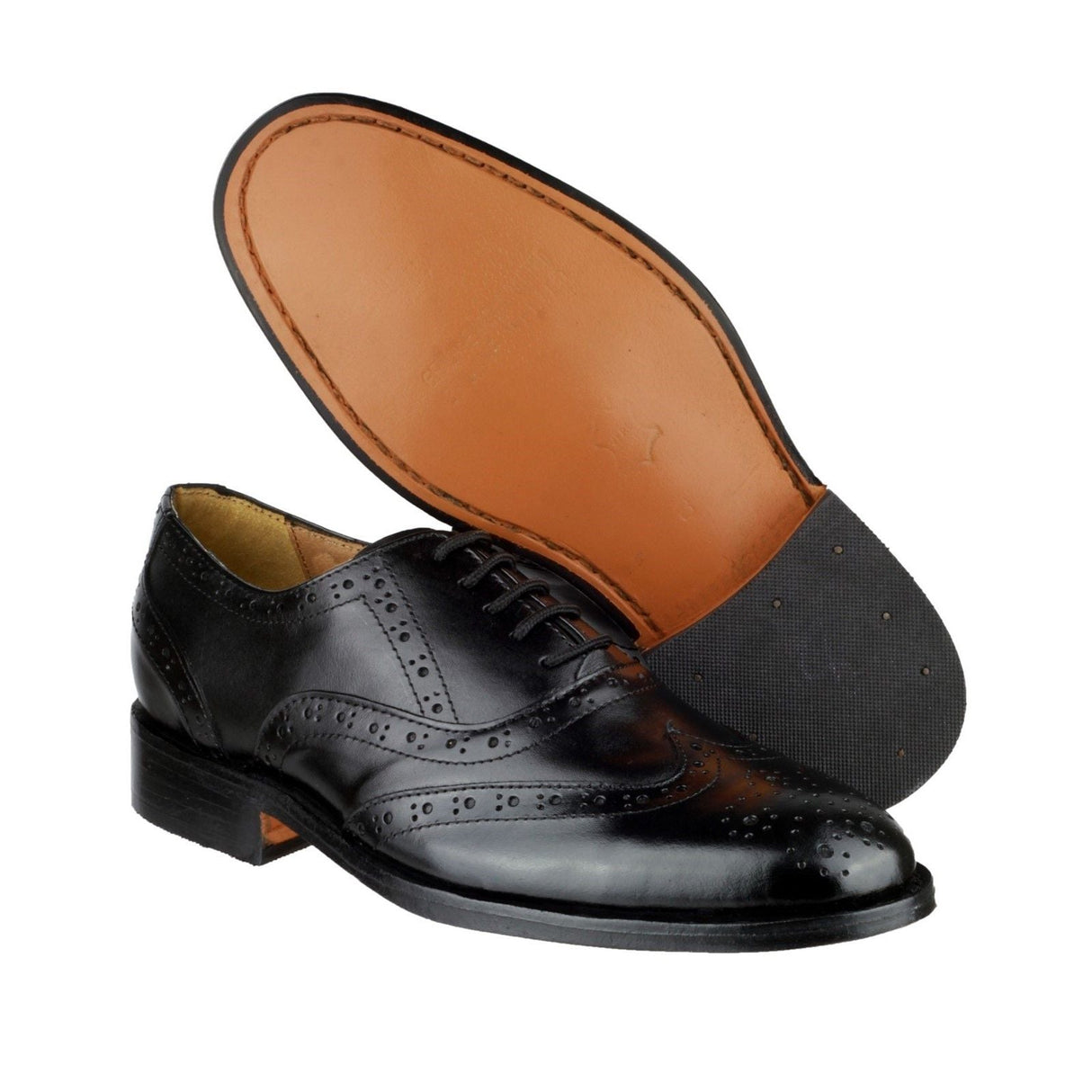 Amblers Ben Leather Soled Oxford Brogue - Black (10875 - 12150) - 10875-12150-01 - Amblers - Trade Counter Direct