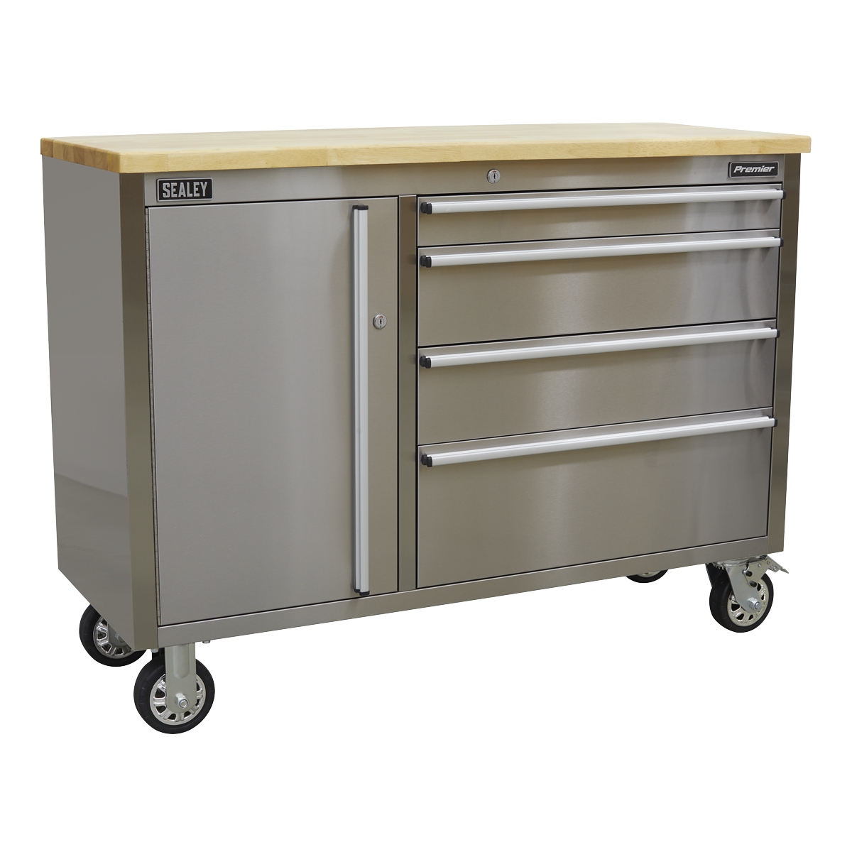 Sealey AP4804SS Mobile Stainless Steel Tool Cabinet 4 Drawer