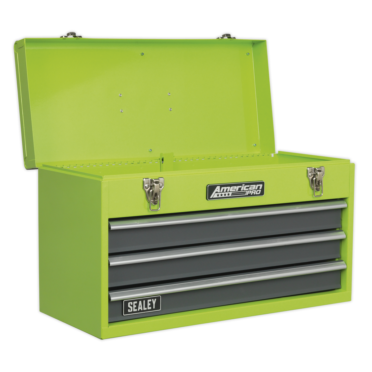 Sealey AP9243BBHV Tool Chest 3 Drawer Portable with Ball Bearing Slides - Hi-Vis Green/Grey