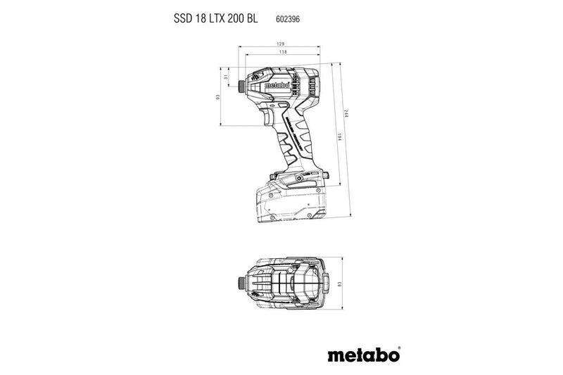 Metabo SSD 18 LTX 200 BL (602396890) 18V Brushless Cordless Impact Wrench - Body Only product image 3