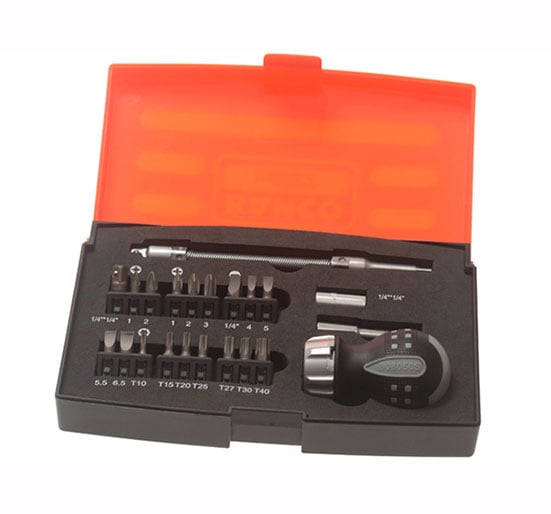 Bahco Stubby Ratchet Screwdriver Set 22 Piece - 22 Piece Set - BAH808050S22 - Bahco - Trade Counter Direct