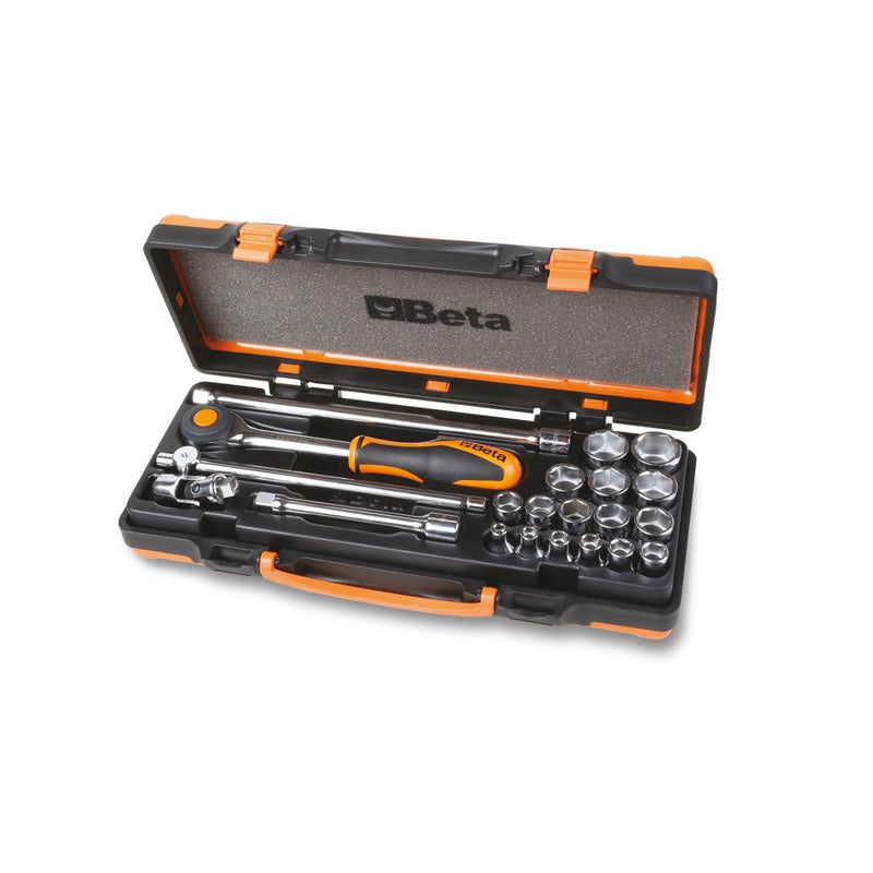 Beta 3/8 Inch Drive Hexagon Socket Set With Rotating Ratchet, 16 Pieces - 910A/C16HR - WEB-009100935 - Beta - Trade Counter Direct