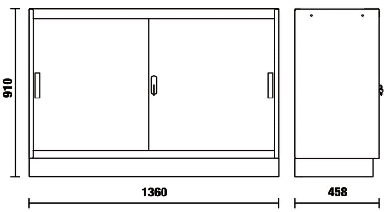 Beta C45PRO 2.0 MAL & MAT — Fixed 1,360 mm Module (Metal or Clear Doors) - 045000229 - Beta - Trade Counter Direct