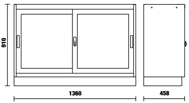 Beta C45PRO 2.0 MAL & MAT — Fixed 1,360 mm Module (Metal or Clear Doors) - 045000230 - Beta - Trade Counter Direct