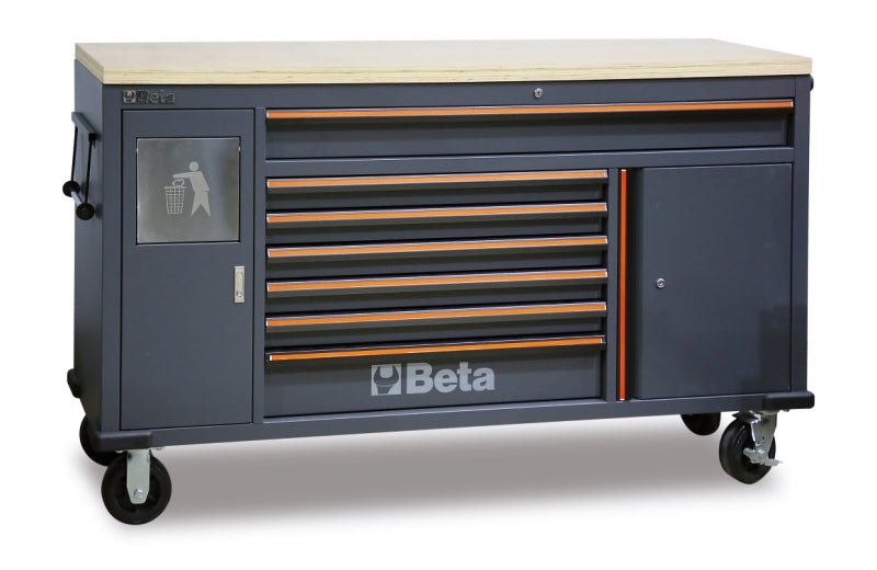 Beta C45PRO 2.0 MWS — Work Station Roller Cabinet with 7 Drawers & Integrated Waste Bin - 045000191 - Beta - Trade Counter Direct