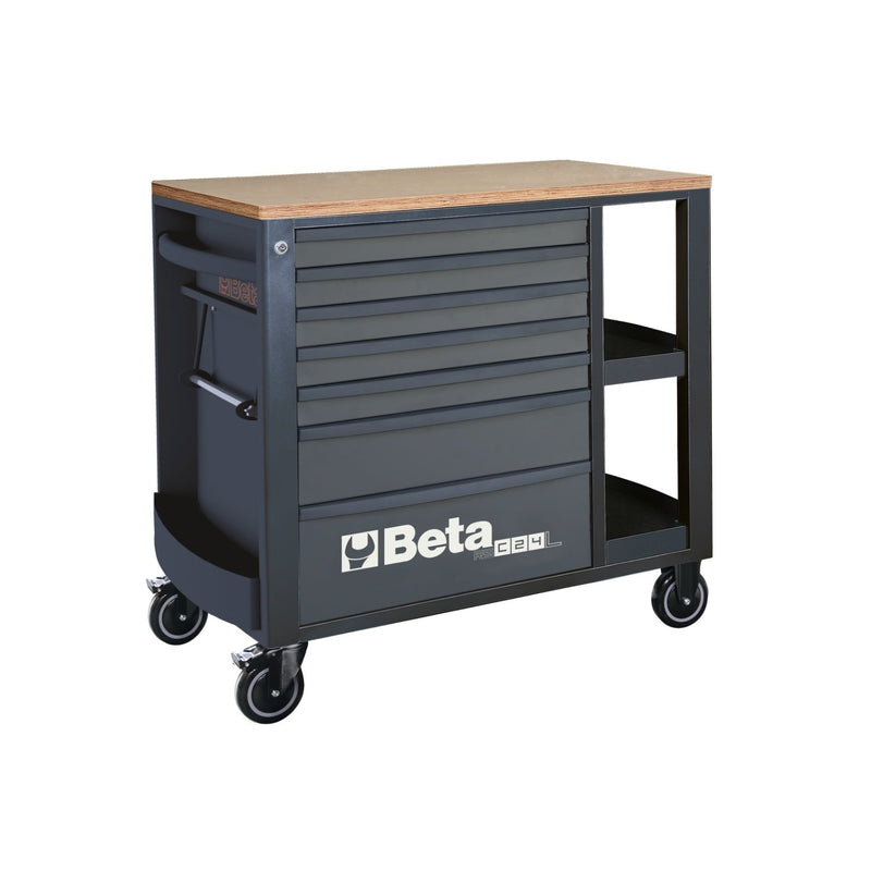 Beta Mobile Roller Cabinet With 7 Drawers And Side Shelves - RSC24L/7 - RSC24L/7 - A - WEB-024004377 - Beta - Trade Counter Direct