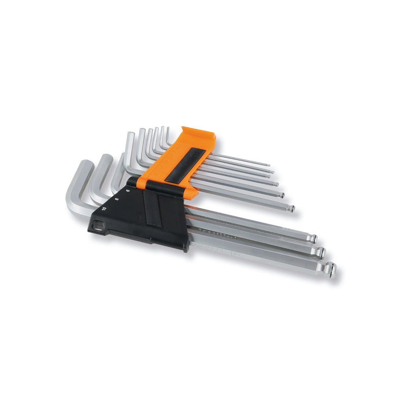 Beta set of offset hexagon key wrenches 9 pcs. with ball head and screw holding system (art. 96BP - HO) with support - 96BP - HO/SC9 - WEB-000961254 - Beta - Trade Counter Direct