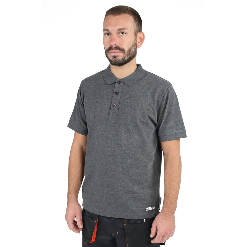 Beta Three - Button Cotton Work Polo Shirt - 7552G S - WEB-075520401 - Beta - Trade Counter Direct