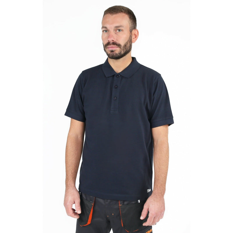 Beta Three - Button Piqué Cotton Work Polo Shirt Blue - 7552BL L - WEB-075520303 - Beta - Trade Counter Direct