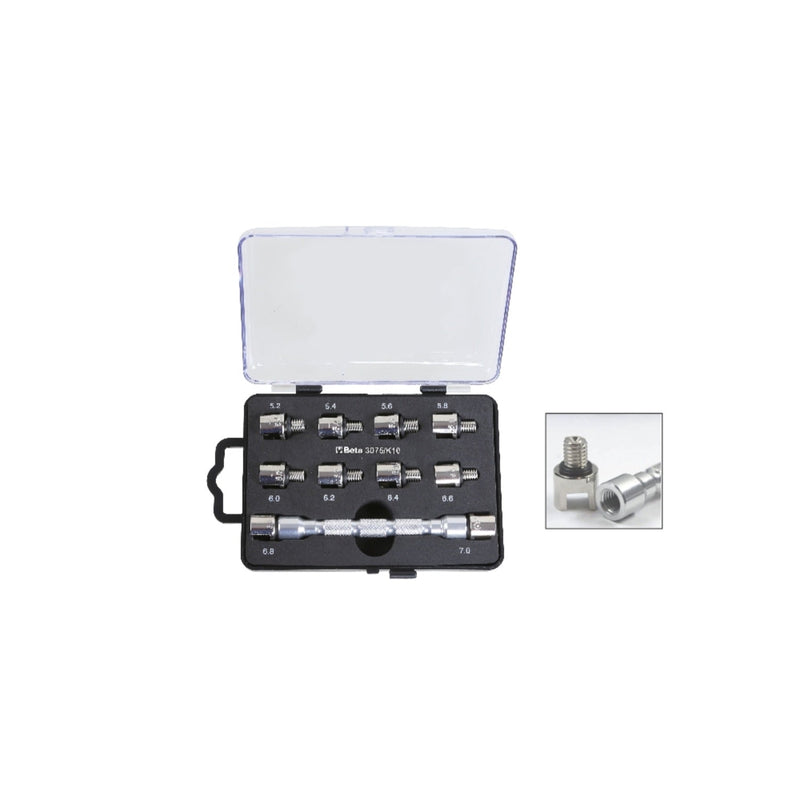 Beta Universal Wheel Spoke Wrench Set With Interchangeable Head And 10 Bits - 3075/K10 - WEB-030750410 - Beta - Trade Counter Direct