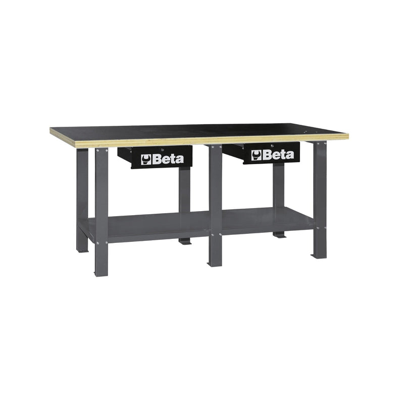 Beta Workbench With Wood Top And 2 Lockable Drawers - C56W - C56W - O - WEB-056000251 - Beta - Trade Counter Direct