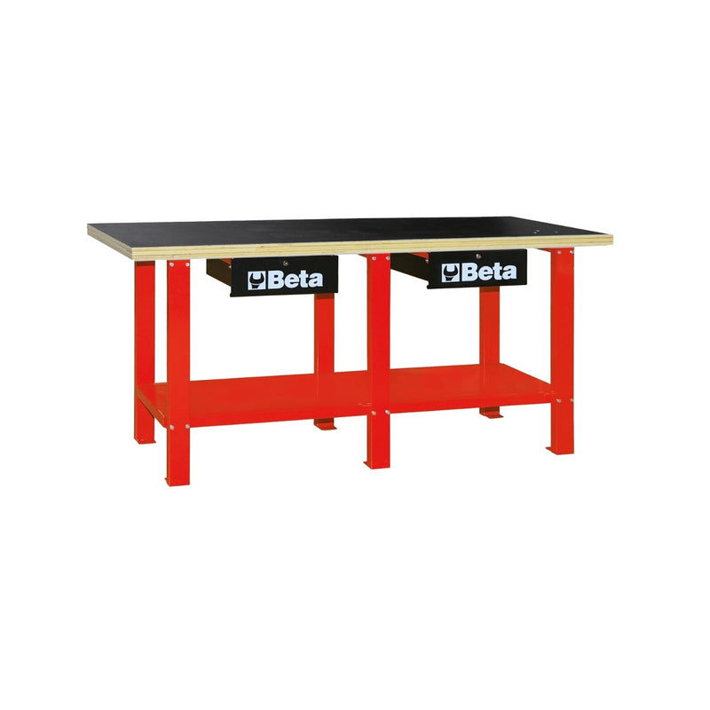 Beta Workbench With Wood Top And 2 Lockable Drawers - C56W - C56W - O - WEB-056000251 - Beta - Trade Counter Direct