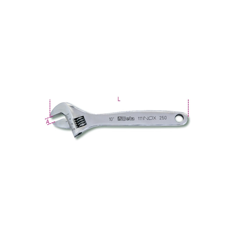 Betainox Stainless Steel Adjustable Wrench 200 Mm - 111INOX - 111INOX 200 - WEB-001110320 - BetaINOX - Trade Counter Direct