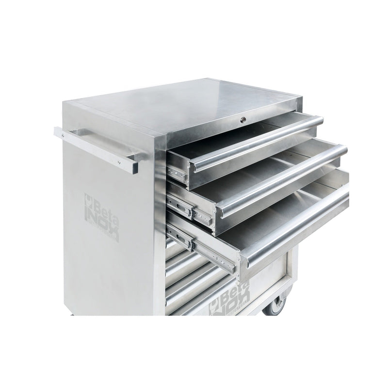 Betainox Stainless Steel Mobile Roller Cabinet With Seven Drawers And Non - Marking Wheels - C04TSS - 7 - C04TSS/7 - WEB-024003077 - BetaINOX - Trade Counter Direct