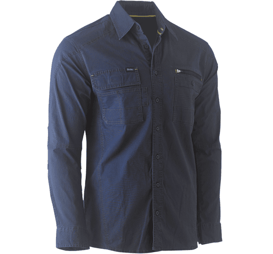 Bisley Flex & Move Utility Shirt Long Sleeve - Navy - UKS6144_BPCTS - Bisley Workwear UK - Trade Counter Direct