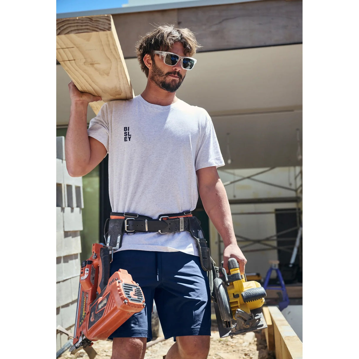 Bisley Shorts Flex & Move™ 4 - Way Stretch Elastic Waist Cargo - BSHC1333_BBLKR77 - Bisley Workwear UK - Trade Counter Direct