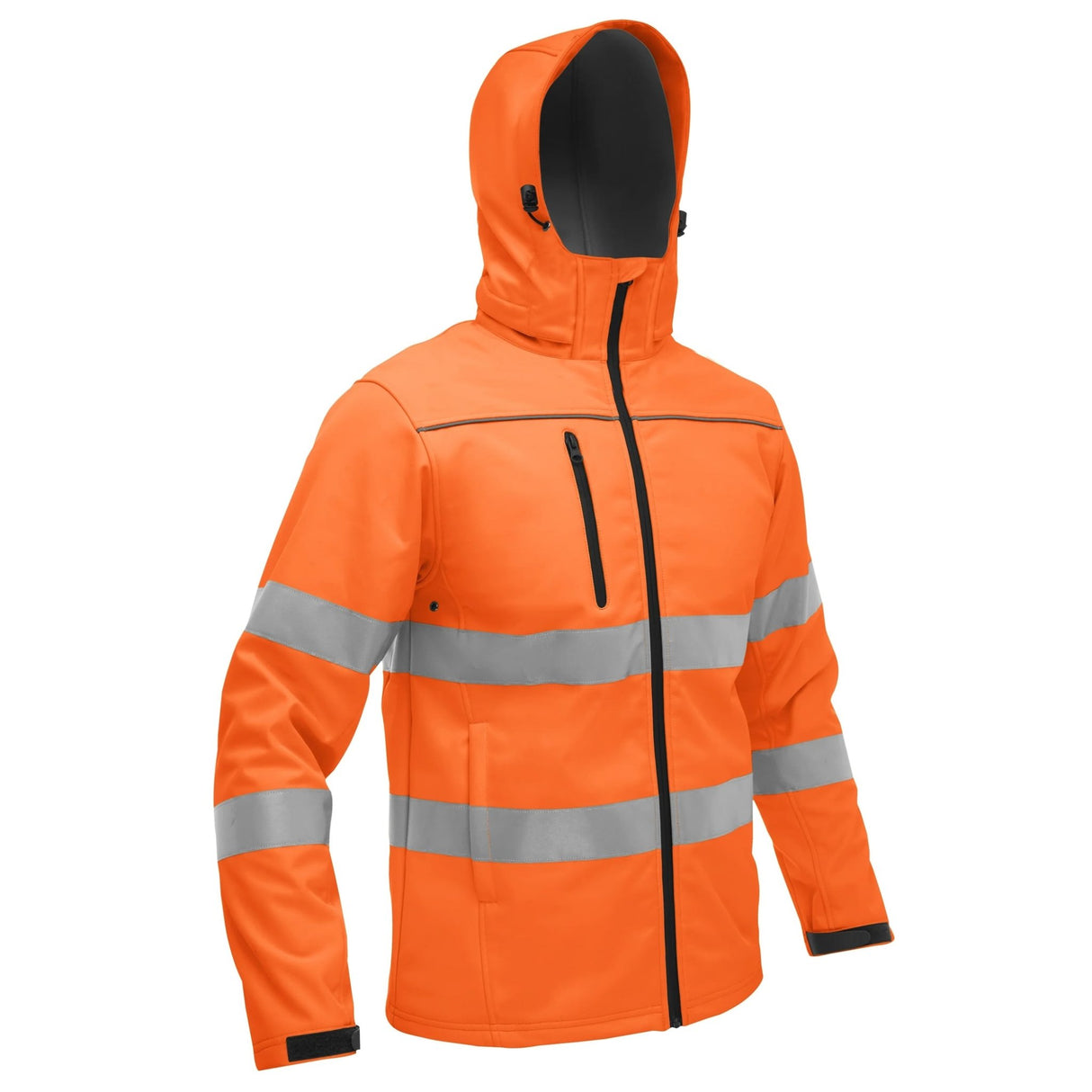 Bisley Taped Hi - Vis softshell Jacket With Hood - UKJ6069T_BBLYS - Bisley Workwear UK - Trade Counter Direct