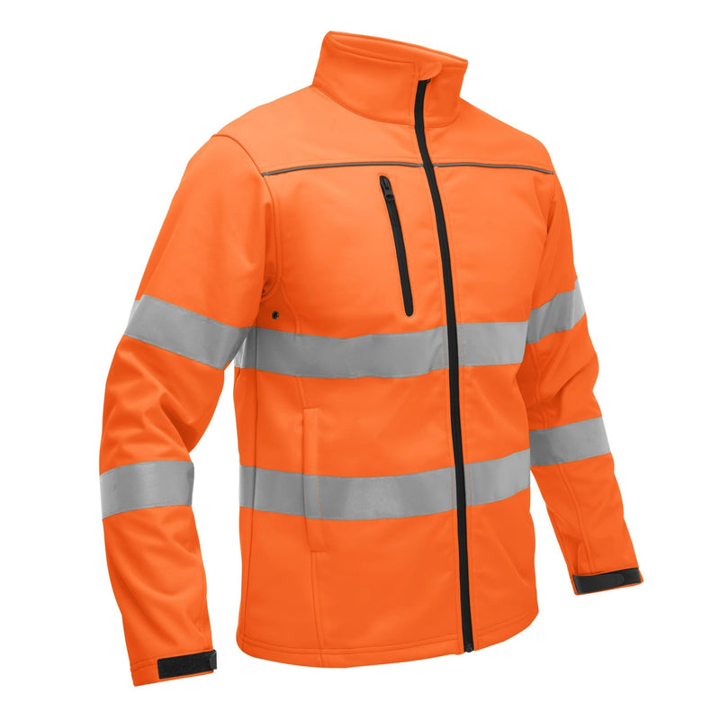 Bisley Taped Hi - Vis softshell Jacket With Hood - UKJ6069T_BBLYS - Bisley Workwear UK - Trade Counter Direct