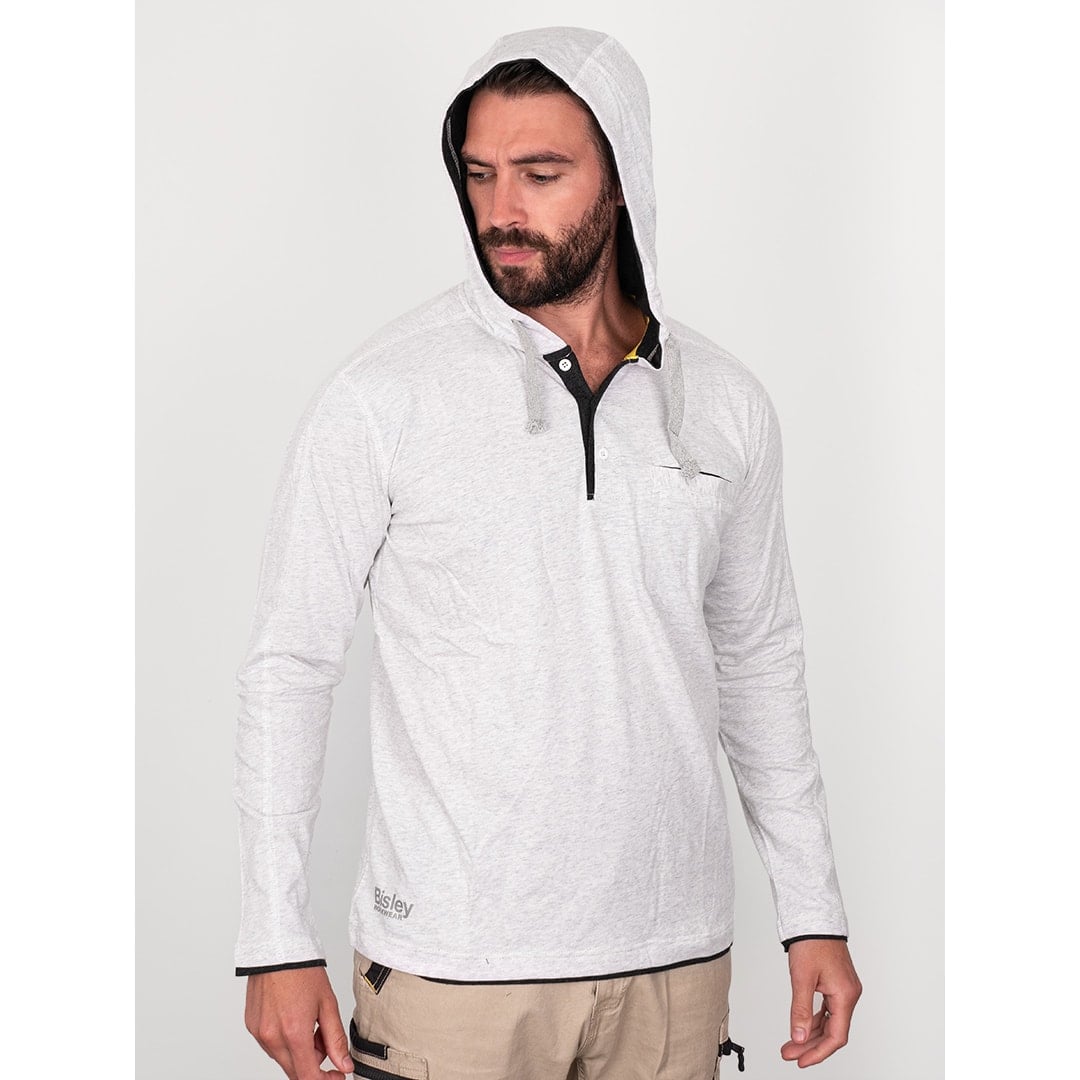 Bisley Workwear Flex & Move Cotton Rich Hooded Tee Long Sleeve - Grey Marle - UKK6220_BGGYS - Bisley Workwear UK - Trade Counter Direct