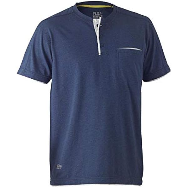 Bisley Workwear Flex & Move Henley Cotton Tee Short Sleeve - Blue Marle - UKK1932_BPCTS - Bisley Workwear UK - Trade Counter Direct