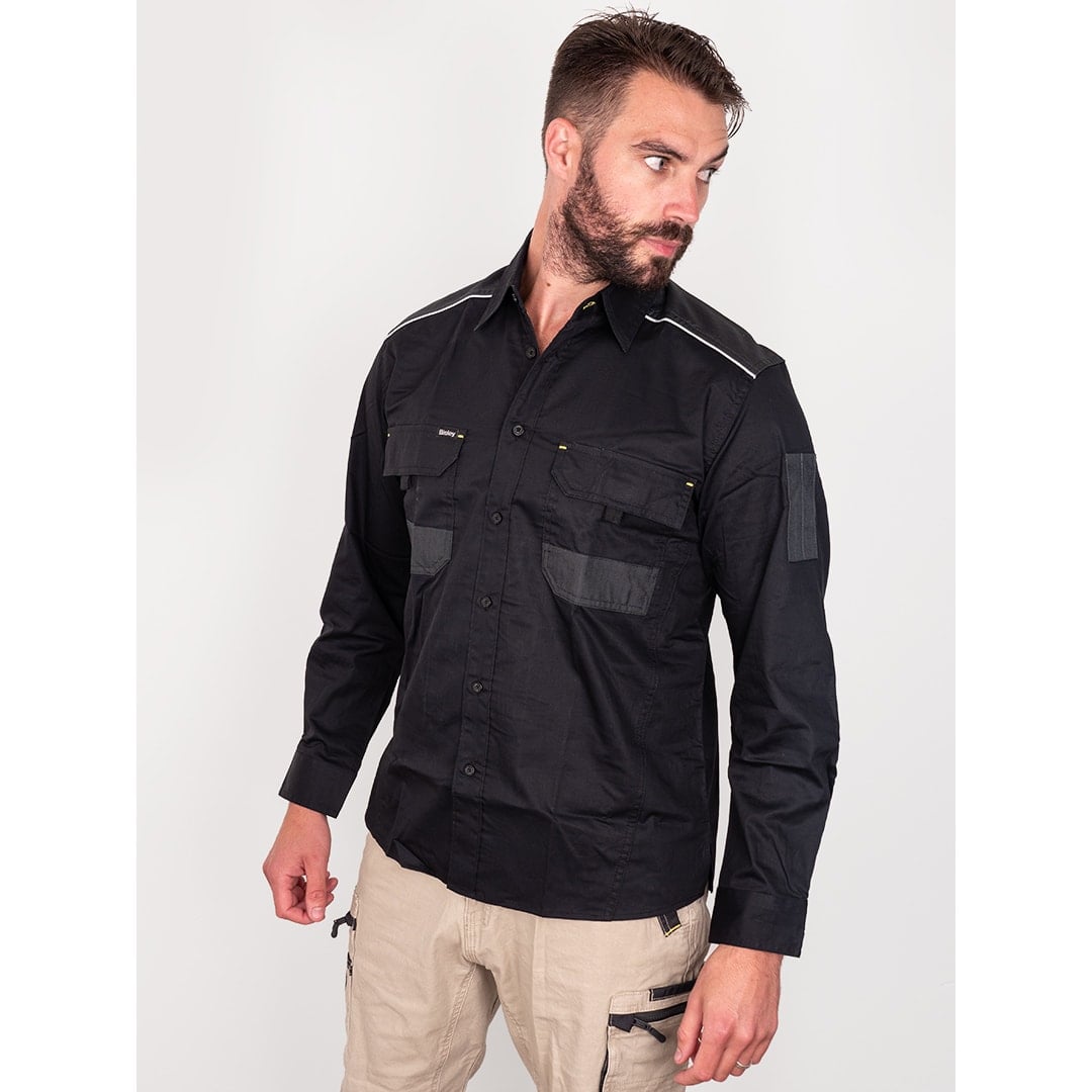 Bisley Workwear Flex & Move Long Sleeve Mechanical Stretch Shirt - Black - UKS6133_BBLKS - Bisley Workwear UK - Trade Counter Direct