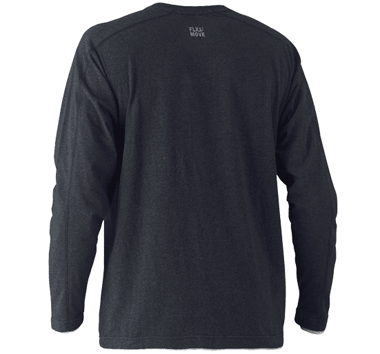 Bisley Workwear Flex & Move Shirt Cotton Henley Tee Long Sleeve - Charcoal Marle - UKK6932_BCCGS - Bisley Workwear UK - Trade Counter Direct