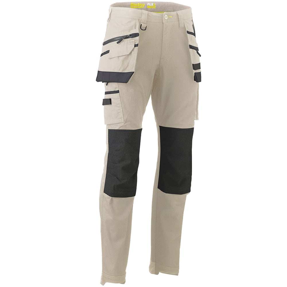 Bisley Workwear Flex & Move Stretch Utility Cargo Trousers with Tools Holster Pockets - Stone - UKPC6336_BSTNS34 - 5439 - Trade Counter Direct