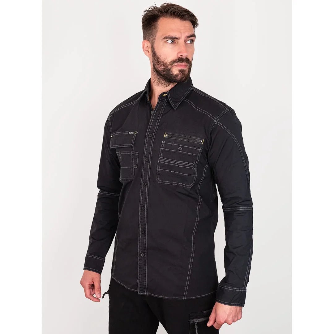 Bisley Workwear Flex & Move Utility Shirt Long Sleeve - Black - UKS6144_BBLKS - Bisley Workwear UK - Trade Counter Direct