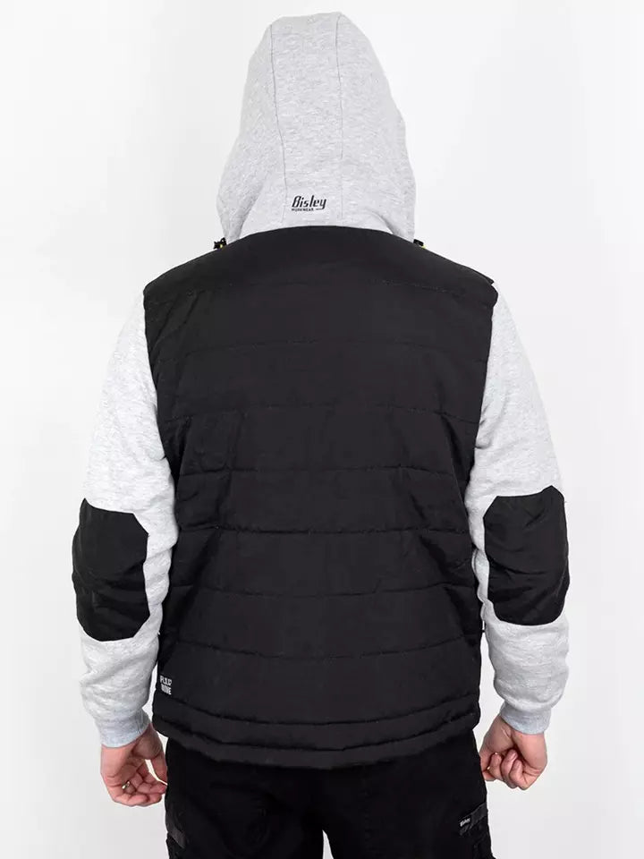 Bisley Workwear F&M Long Sleeve Hooded Puffer Fleece Jacket - Black Contrast - UKJ6944_BBLKS - Bisley Workwear UK - Trade Counter Direct