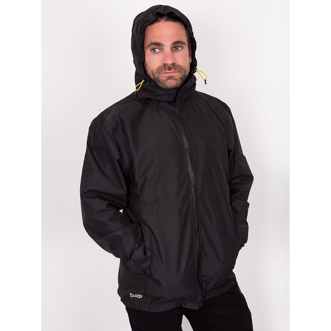 Bisley Workwear Lightweight Ripstop Long Sleeve Hooded Rain Jacket - Black - UKJ6926_BBLKS - Bisley Workwear UK - Trade Counter Direct