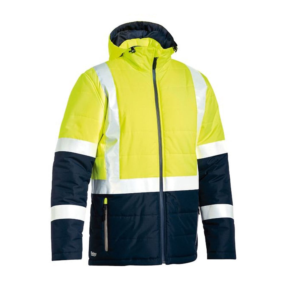 Bisley Workwear - Taped Two Tone Hi Vis Puffer Jacket - Orange / Yellow - UKJ6929HT_TT05XS - Bisley Workwear UK - Trade Counter Direct
