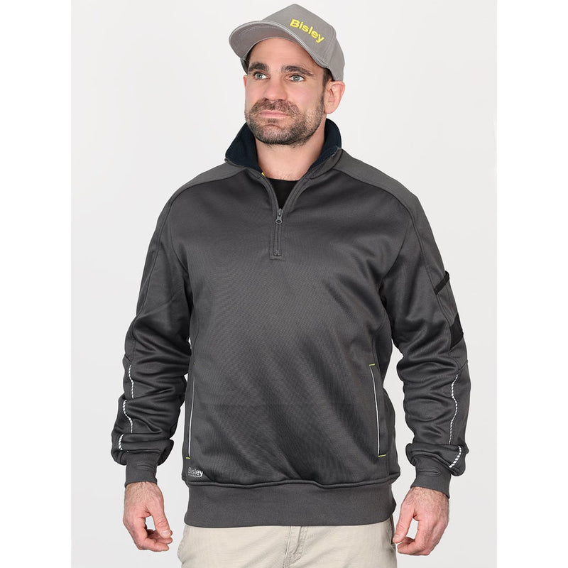 Bisley Workwear Work Fleece 1/4 Zip Front Pullover With Sherpa Lining - Charcoal - UKK6924_BCCGS - Bisley Workwear UK - Trade Counter Direct