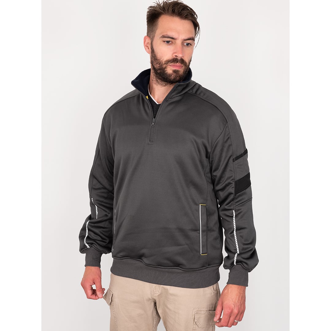 Bisley Workwear Work Fleece 1/4 Zip Front Pullover With Sherpa Lining - Charcoal - UKK6924_BCCGS - Bisley Workwear UK - Trade Counter Direct