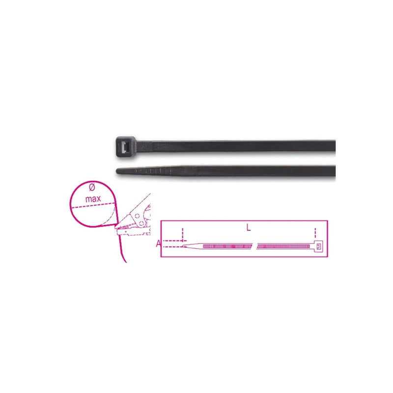 Bmgroup Black Uv Resistant Nylon Cable Ties 4.8 X 250 Mm - 1748N - BMN2548 - WEB-BMN2548 - BMGroup - Trade Counter Direct