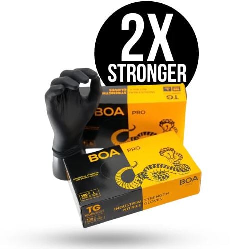 Tough Glove Boa Pro Black Nitrile Gloves - Box of 100