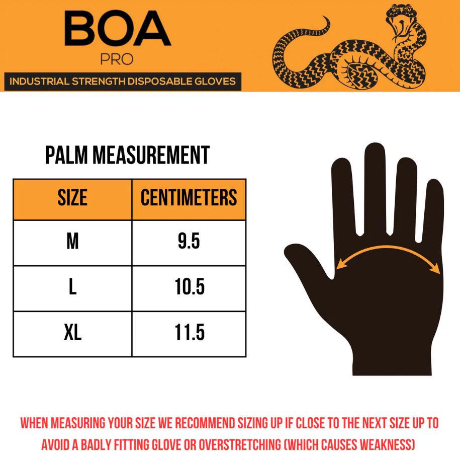 Tough Glove Boa Pro Black Nitrile Gloves - Box of 100