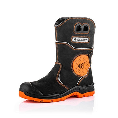 Buckbootz BVIZ5 Buckzviz S7S Safety Rigger Boots – Black/Hi-Vis Orange – product image 1