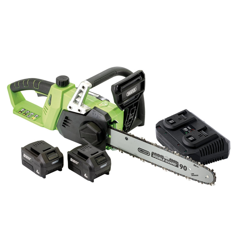 D20 40V Chainsaw, 2 x 4.0Ah Batteries, 1 x Fast Charger - DR-30903 - Draper - Trade Counter Direct