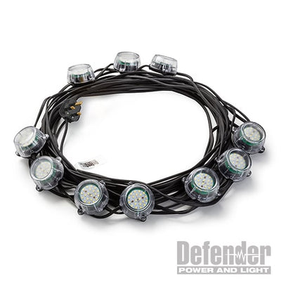 Defender 22m Heavy Duty LED Encapsulated Festoon String Lights 50W 230V 50W - E89353 - E89353 - Defender - Trade Counter Direct