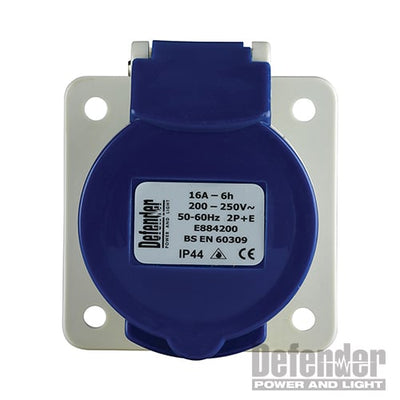 Defender 230V Panel Socket 16A - E884200 - E884200 - Defender - Trade Counter Direct