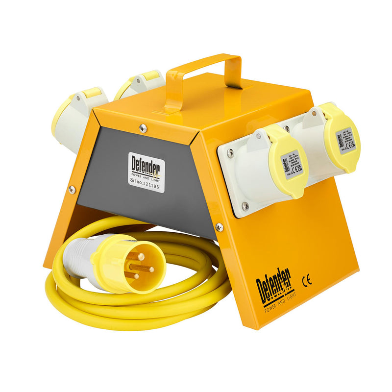 Defender E13104 110V Splitter Box, 4 x 16A - DR-35847 - Defender - Trade Counter Direct