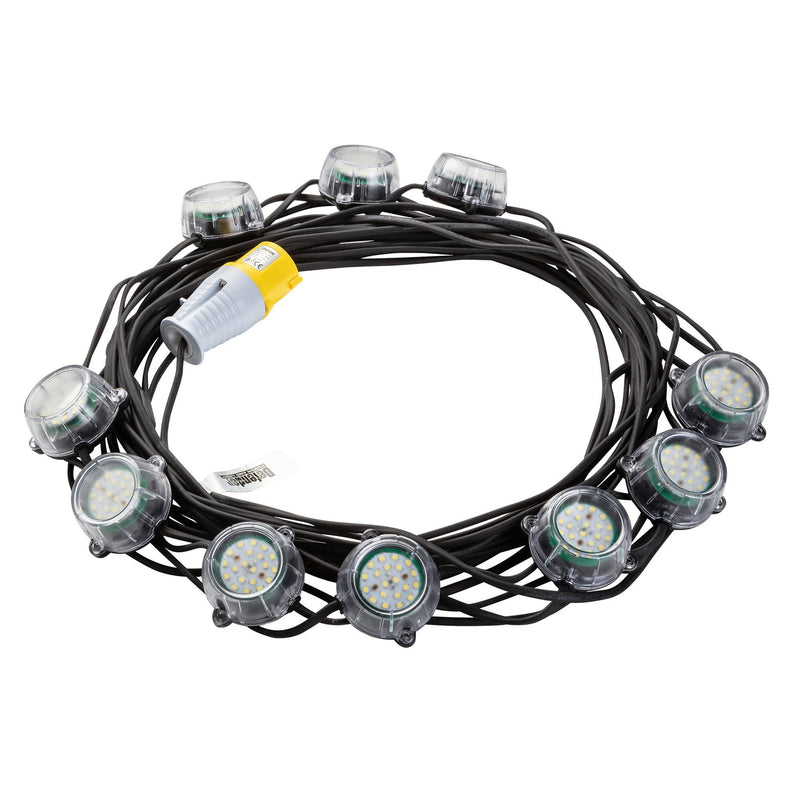Defender E89354 110V 50W Heavy Duty LED Encapsulated Festoon String Lights, 22m - DR-34747 - Defender - Trade Counter Direct