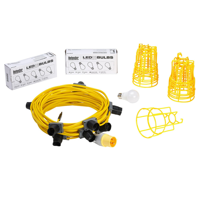 Defender E89811 110V 100W LED ES Festoon Kit, 22m - DR-34885 - Defender - Trade Counter Direct