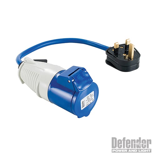 Defender Fly Lead Converter 13A - 16A 230V - E85301 - E85301 - Defender - Trade Counter Direct