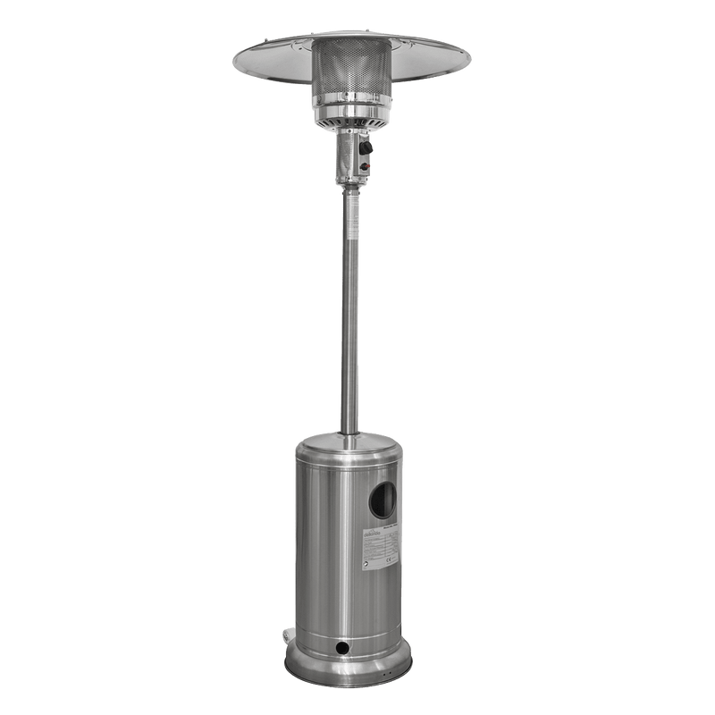 Dellonda 13kW Stainless Steel Commercial Gas Outdoor Garden Patio Heater, Wheels - DG2 - DG2 - Sealey Tools UK - Trade Counter Direct