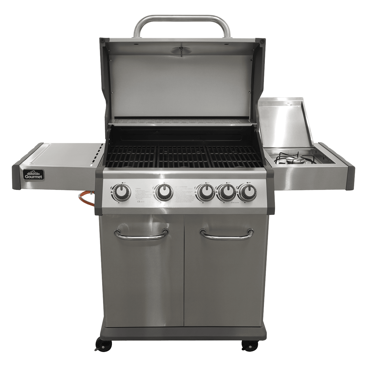 Dellonda 4+1 Burner Deluxe Gas BBQ Grill, Stainless Steel, Side Burner, Ignition - DG17 - DG17 - Sealey Tools UK - Trade Counter Direct